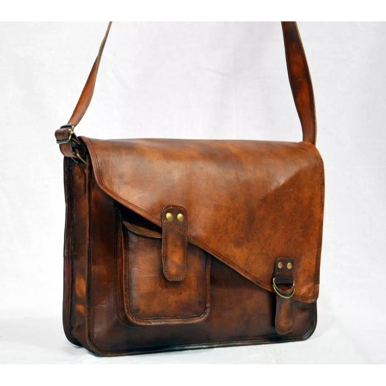 Новый мужской винтажный кожаный портфель через плечо сумка для ноутбука brown Urbanleatherbags
