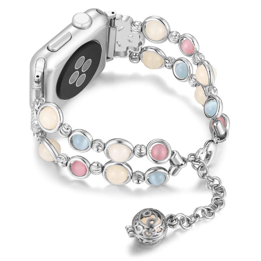 Модный браслет со светящимися бусинами для Apple Watch 9, 8, 7, 6, 5, 41 мм, 45 мм, 49 мм, ремешок для часов для iWatch Ultra 1, 2, 3, браслеты с ремешком 38 40 41mm серебряный huangfu junyi