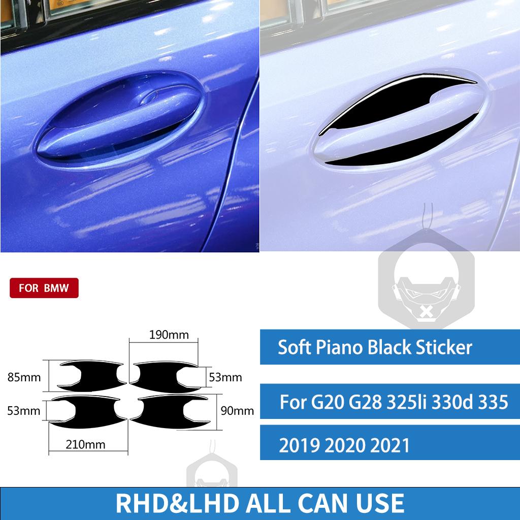 For BMW 3 Series G20 G28 - Outer Door Bowl Panel Cover Tuning Piano Black Sticker Car Exterior Moulding Accessories чёрный 267851safavz