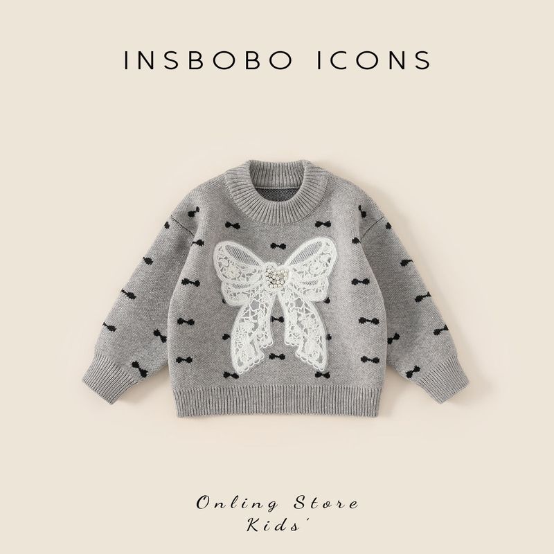Girls  Sweater 2026 Spring New Fashionable Knitted Sweater for Babies and Children Stylish Knitwear for Girls Beautiful Tops Gray 100 gray TAOMall