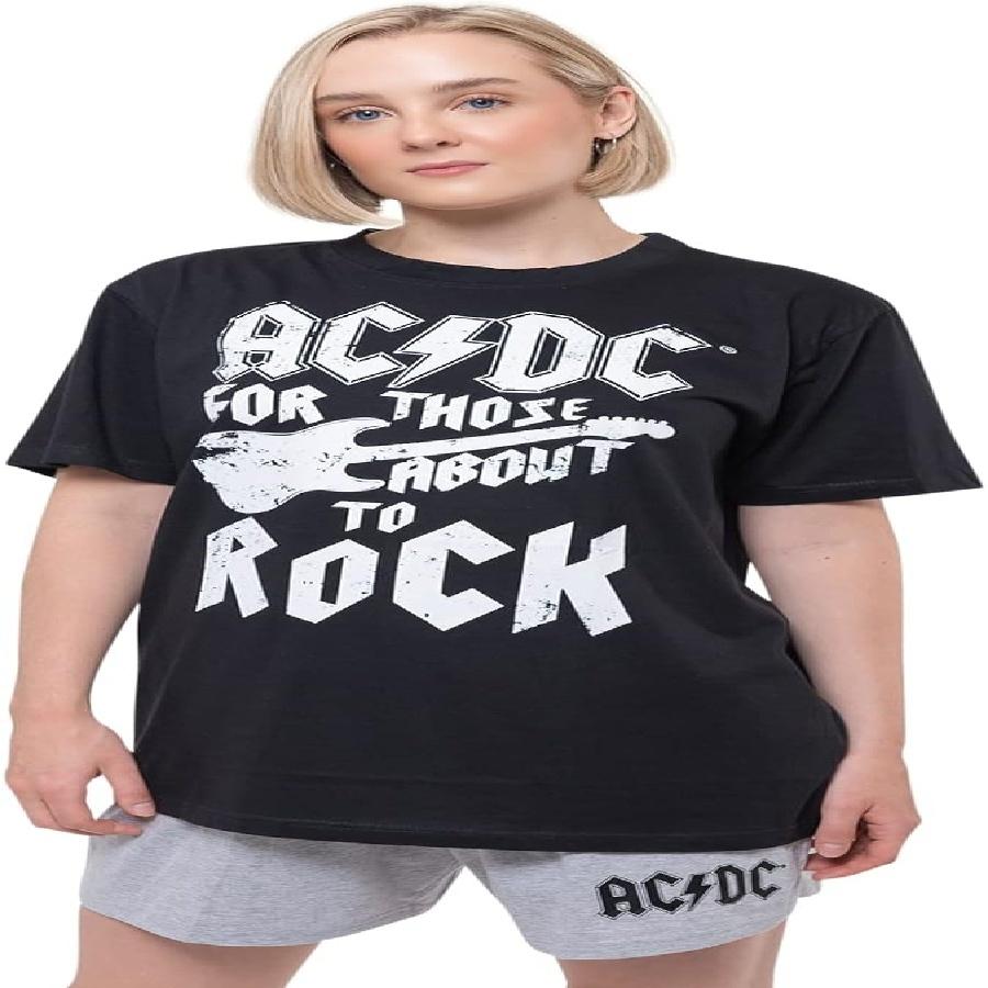 AC_DC Пижама Для Тех, Кто Готов Рок-н-Ролл Гитара Группа Логотип Официальная Черная Унисекс S чёрный Comfortable season