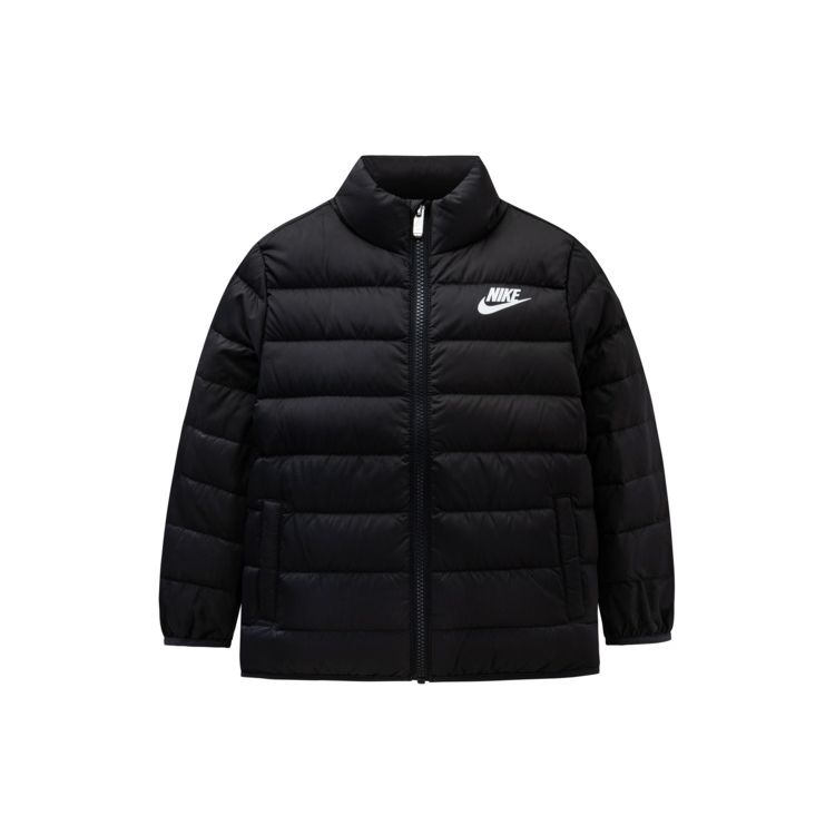 Nike Down Jacket Logo Print Stand Collar Zipper Kids Jackets Black NY2242044GS-001 S black