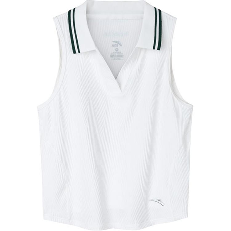Anta Полосатые дышащие поло без рукавов для женщин Tennis Series Paper-White 162433112-3 L white