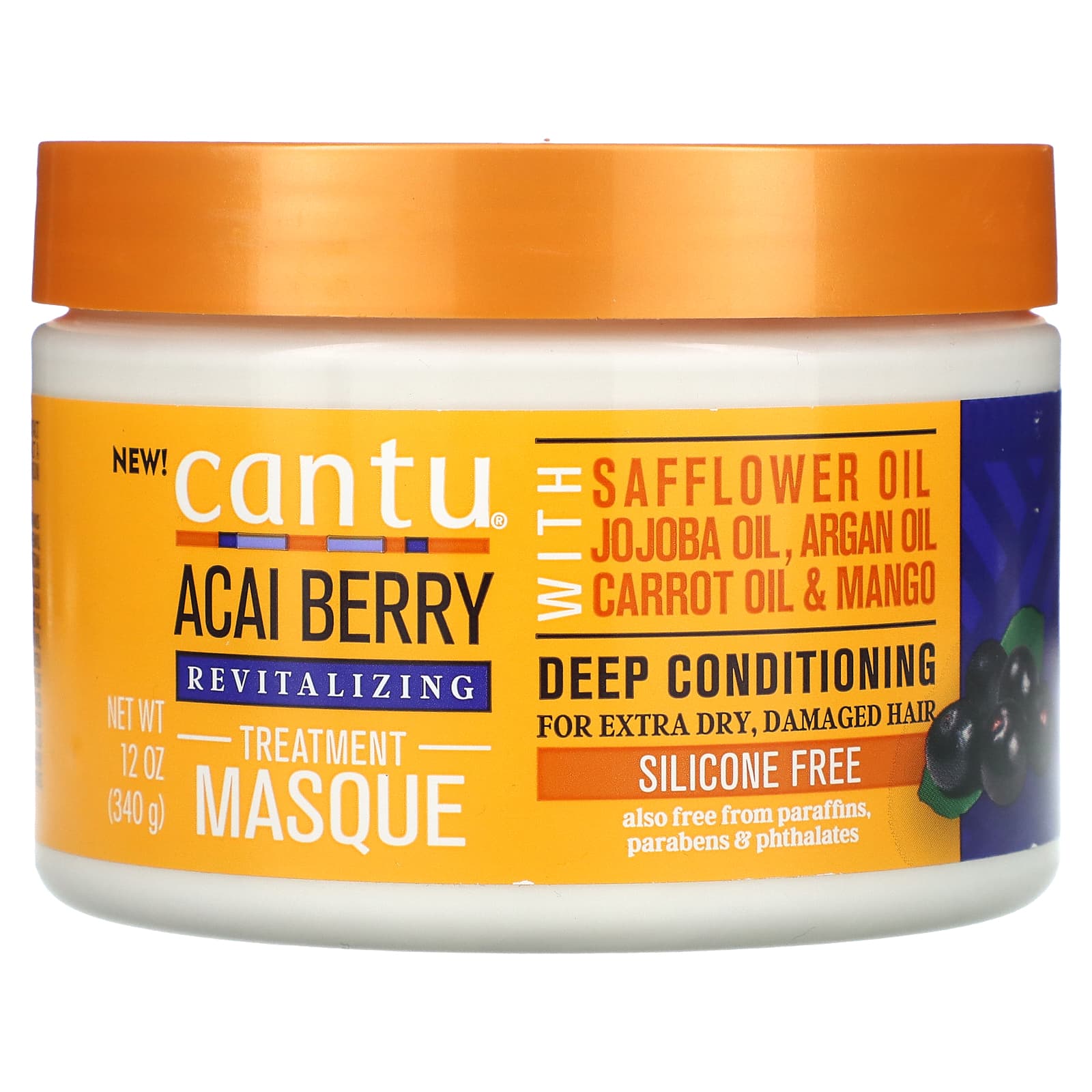 Восстанавливающая маска для волос, Ягоды асаи, 340 г(12oz) yellow Cantu