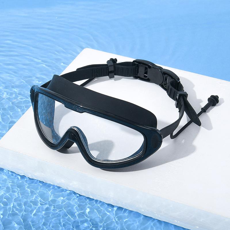 Anti-fog high definition swimming goggles large frame boxed swimming goggles silicone mirror ring небесно-голубой ddffd1