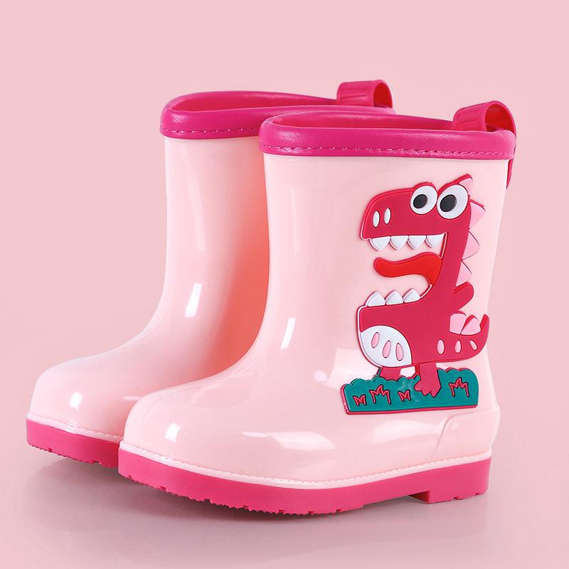 Bota Infantil Cartoon Kid Rain Boots Anti Slip Boy Water Boots Waterproof Rubber Boots for Child Infant Gir Boot Bottes De Pluie 160-insole16cm розовый Happy Soles