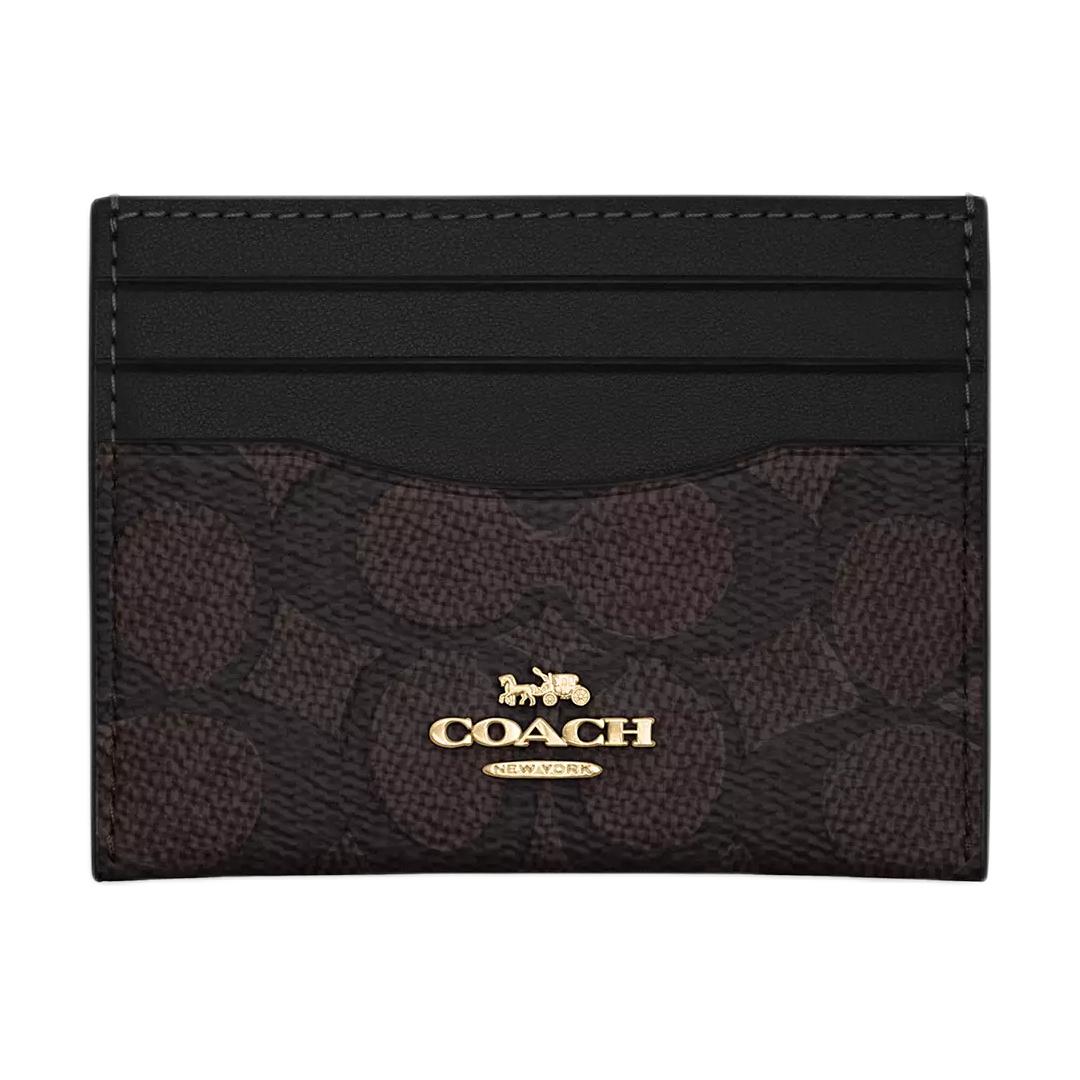 Coach 10 Логотип бренда Многослотовый держатель для карт из покрытого холста Женский держатель для карт Черный CZ286-IMXAQ Black black