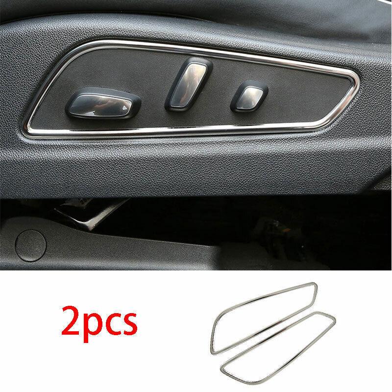 For 2018- Cadillac XT4 Silver Steel Car Seat Adjust Handle Button Frame Trim black Grain02