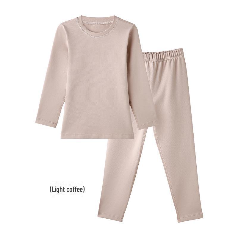 ZYZ Уютный хлопковый детский пижамный комплект для осени и зимы - Бескостный А-класса однотонный комплект для сна 100 (Height 95-105cm, 22-30 jin) света кофе Pets Land