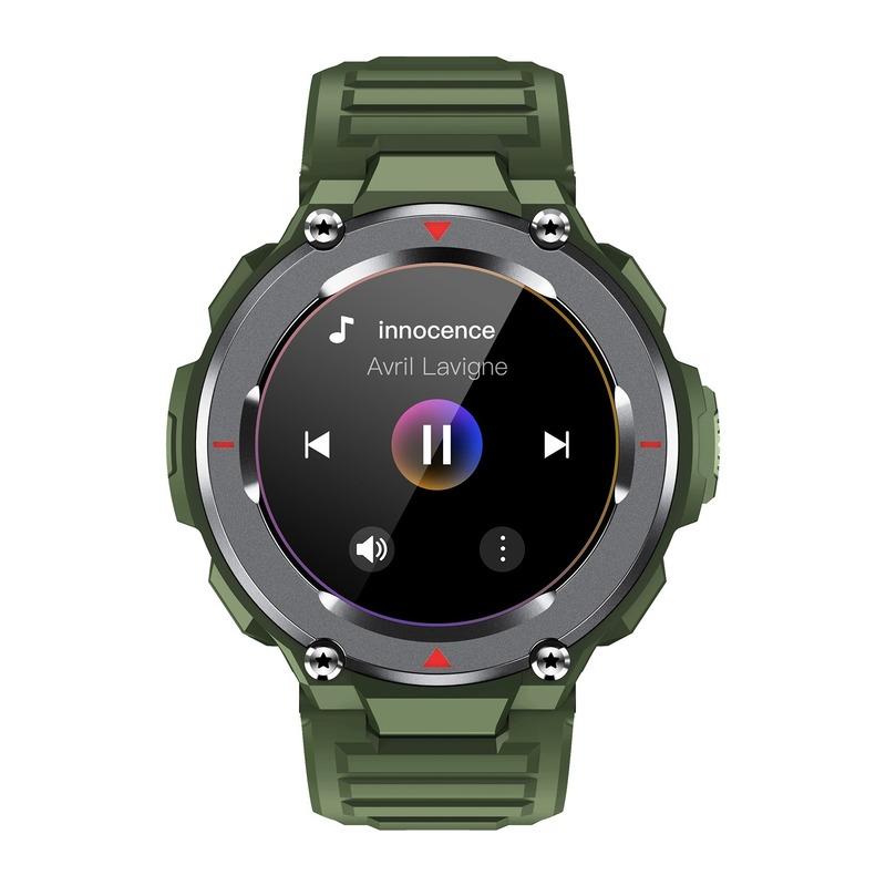 Армейские умные часы для мужчин, Bluetooth-вызов, офлайн-музыка, спорт, монитор сердечного ритма, IP67, водонепроницаемые умные часы, 400 мАч зелёный SCIONE