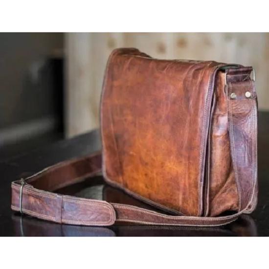 New Men s Handmade Genuine Vintage Leather New Messenger Bag Shoulder Laptop Bag gray Urbanleatherbags