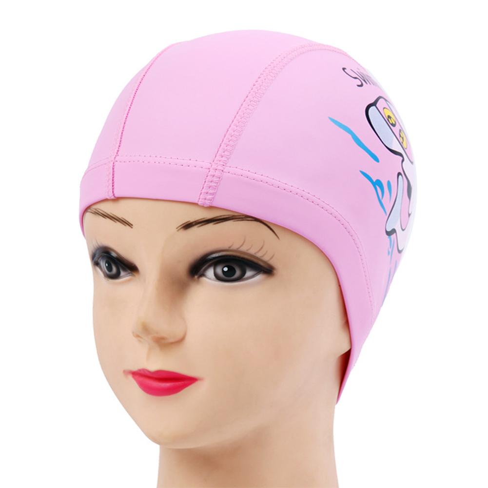 Children Cute Cartoon Swimming Hat Waterproof High Elasticity Ear Protection Swim Cap For Boys Girls pink One size fits all#1 pink Shinelover
