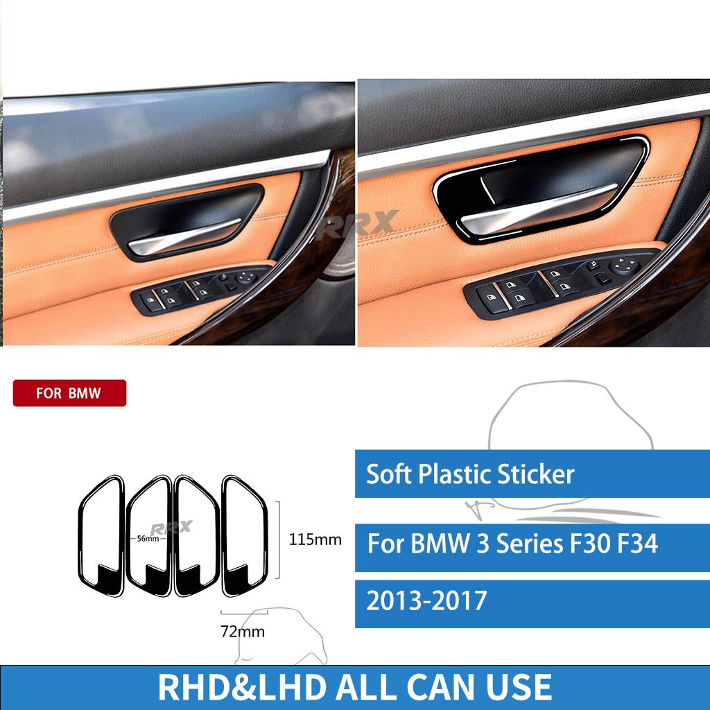 For BMW 3 Series F30 F34 2013 2014 2015 2016 Door Handle Bowl Trim Frame Cover Soft Piano Black Sticker Car Interior Accessories Piano black black 267851safavz