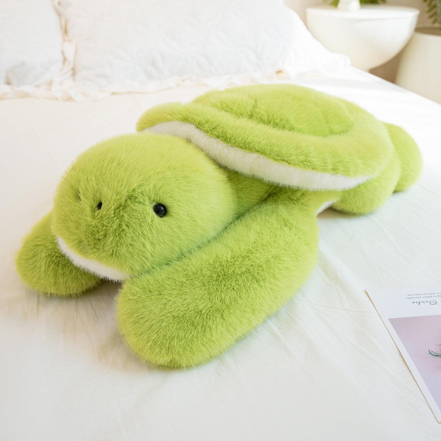 Cute Simulation Lying Down Turtle Doll Plush Toy Green Turtle Doll Boy Company Soothing Doll 30cm（0.36kg） beige Prettiest Time
