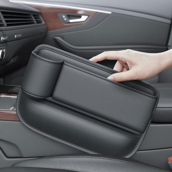 PU Leather Car Seat Crevice Organizer Bag Console Side Storage Box & Cup Holder gray 91420583MAC1N1FC1X