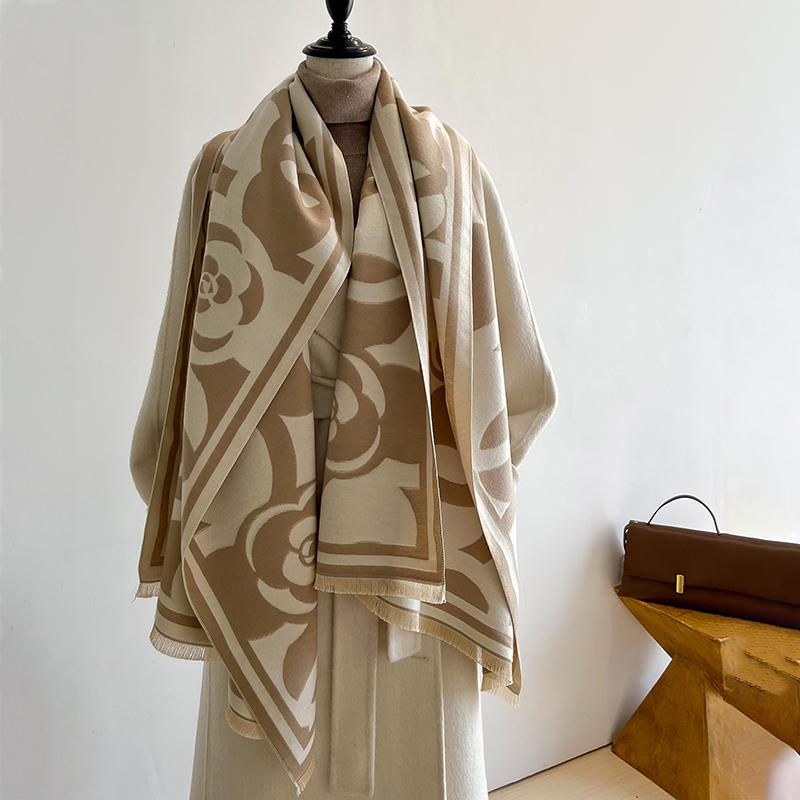 New Fashion Brand Flowers Scarf for Women Warmer Winter Pashmina Print Scarves Shawls Female Thick Blanket Wraps Foulard хаки Silk City Scarf