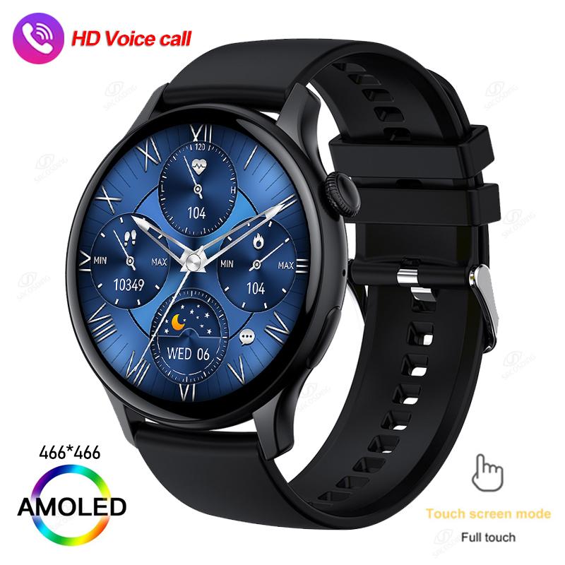 Женский 466*466 AMOLED 1,43-дюймовый экран NFC сердечного ритма артериального давления Bluetooth-вызов IP68 водонепроницаемые мировые часы умные часы Silicon чёрный CoCo Xili