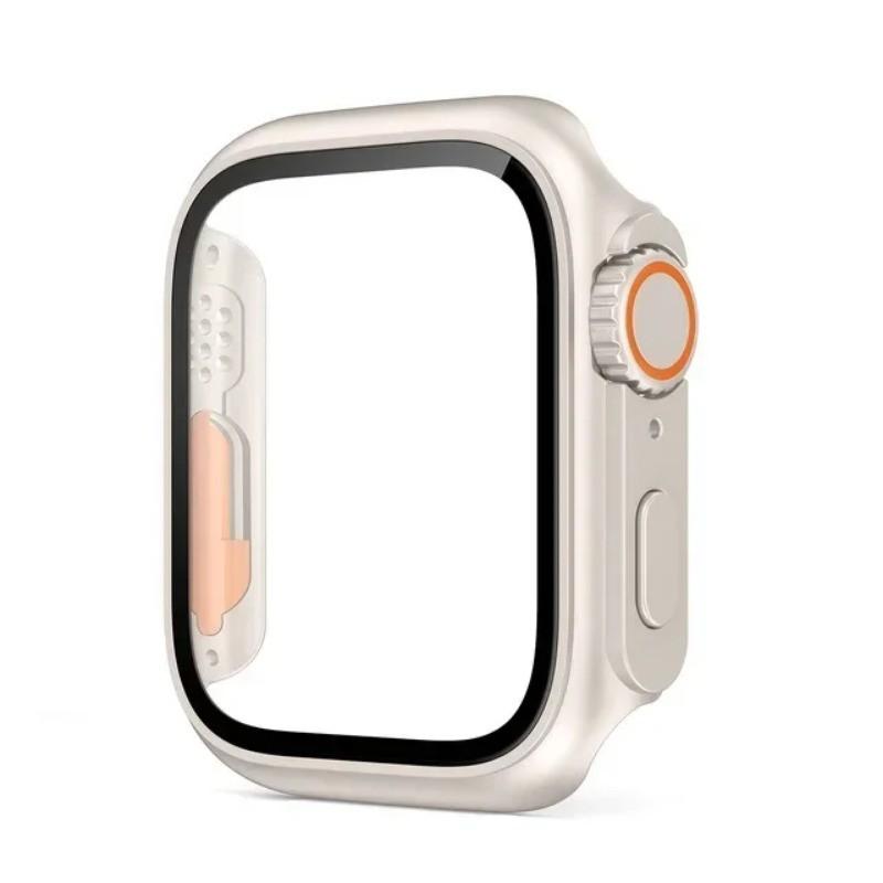 Защитный чехол для Apple Watch 10 42/46MM PC Cover+стеклянная пленка для IWatch Series9 8 7 SE 6 5 4 44/45MM Shell Series456 SE 44mm старый серебряный Guangruida Women Products