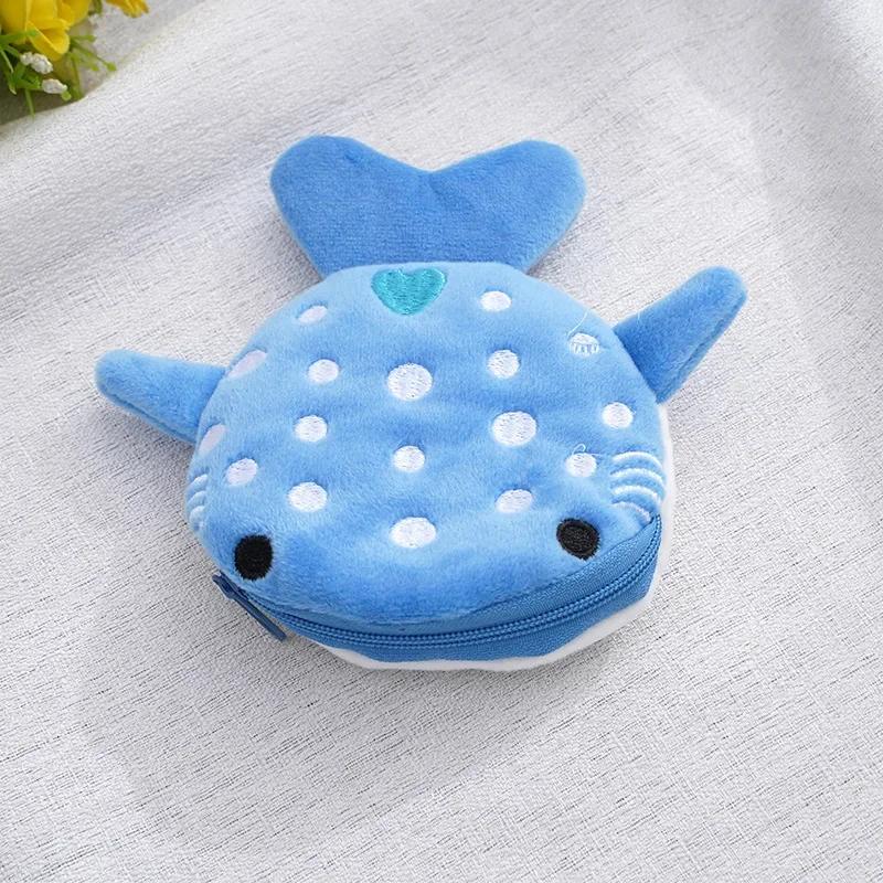 Детские мягкие плюшевые сумки для монет Kawaii Whales, кошелек для денег, кошелек на молнии, сумка для ключей, наушников, ID, сумки для хранения кредитных карт синий Rose Bag