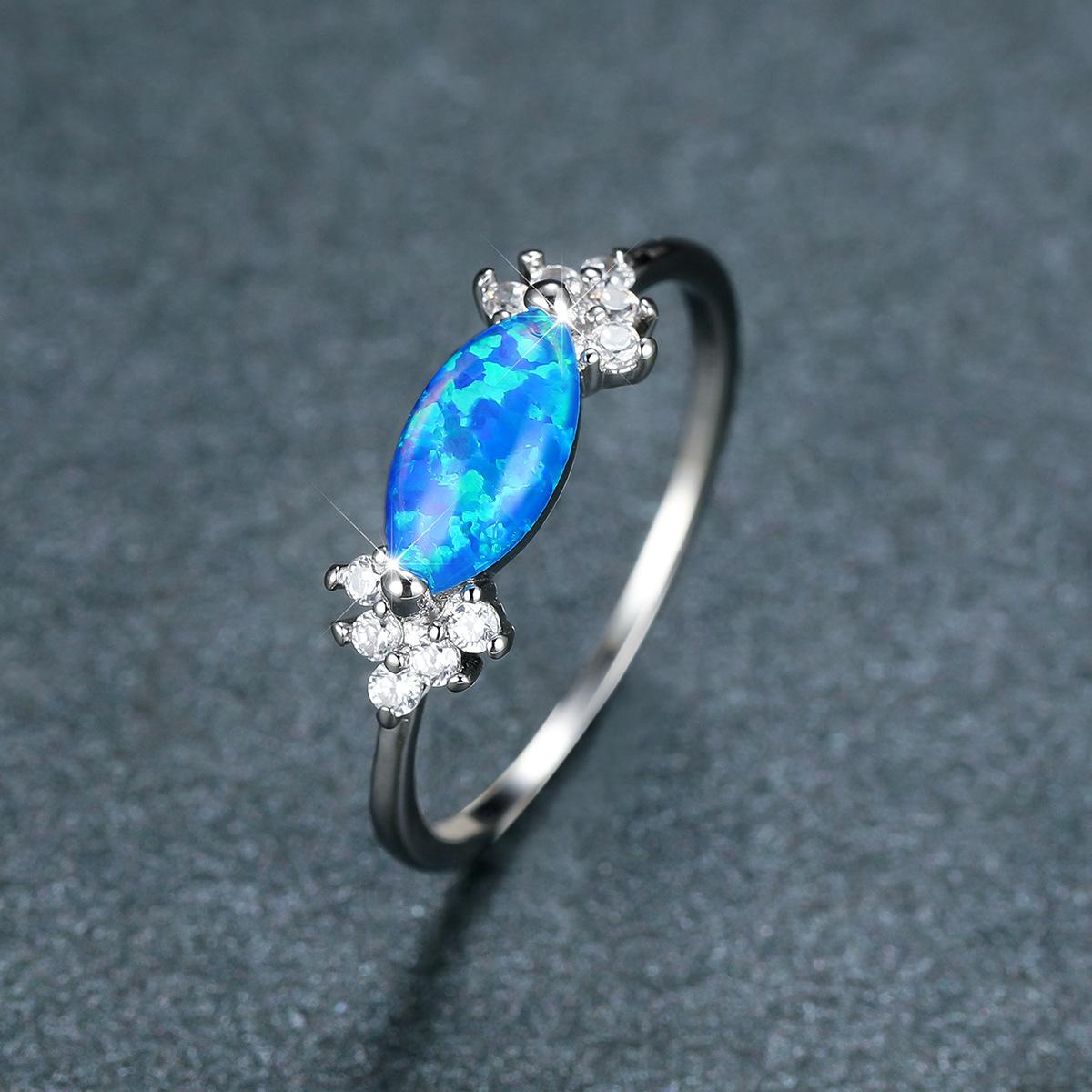 New Personalized Oval Blue Candy Shaped Womens Versatile Ring No. 6 gray YIRAN Jewelry 5
