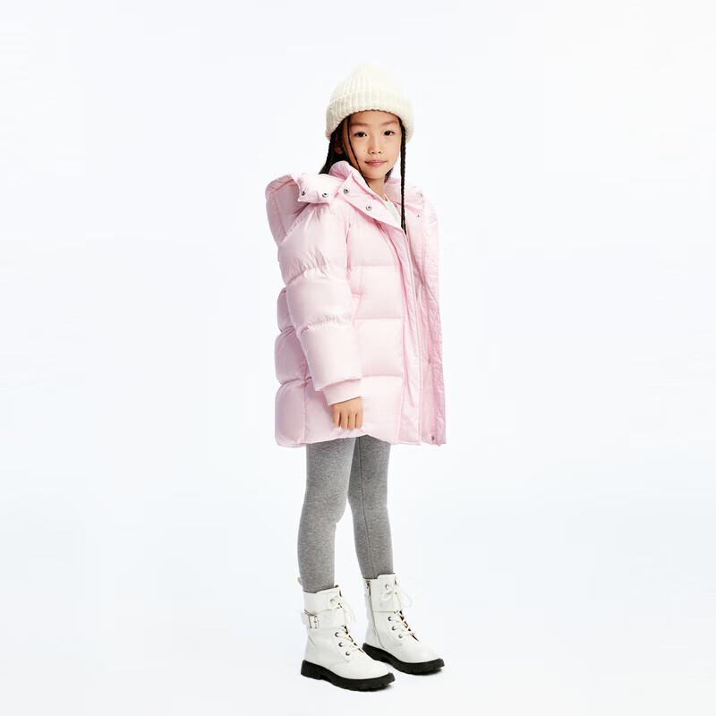 маленькая MO&Co. Детская утепленная куртка средней длины с капюшоном 160 white JDST online