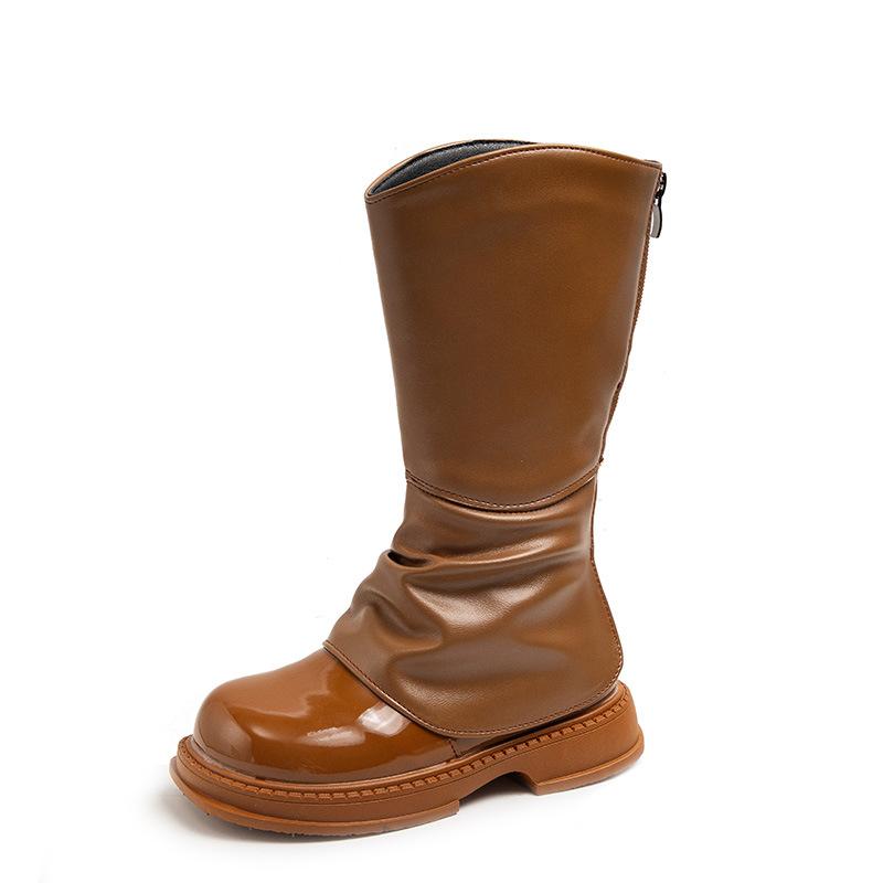Новые высокие детские ботинки с модной подошвой из кожи. 26 хаки Gtime Shoes