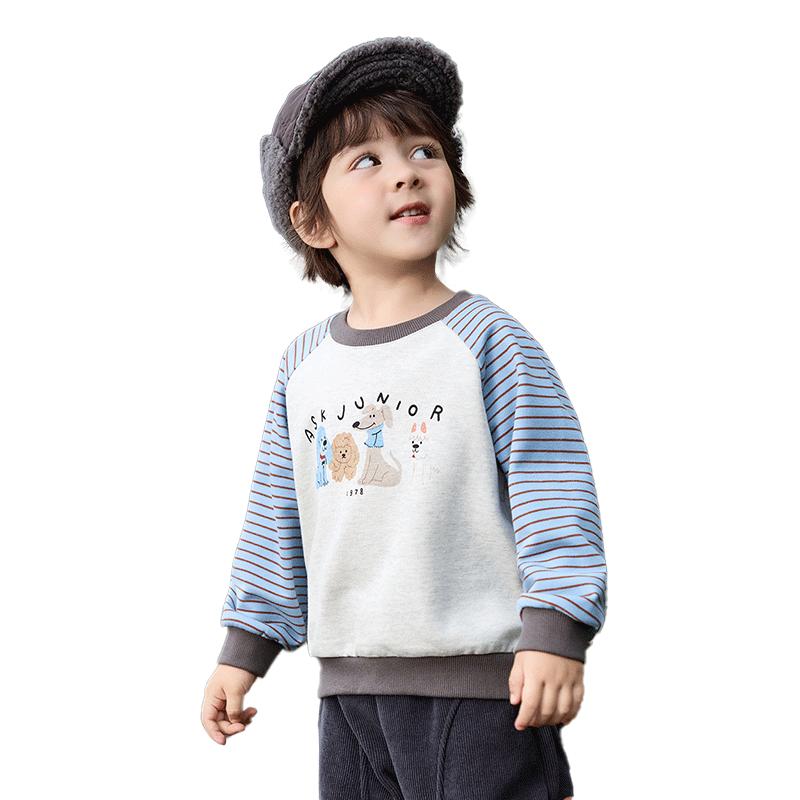 ASK JUNIOR Детская толстовка с круглым вырезом, color-block, с мультяшным принтом 120 синий JDST SELECTION