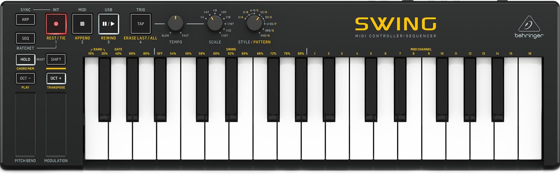 Behringer Behringer Клавиатура Пошаговый секвенсор Арпеджиатор SWING BLACK USB/MIDI CV/GATE white SOLT Japan Market
