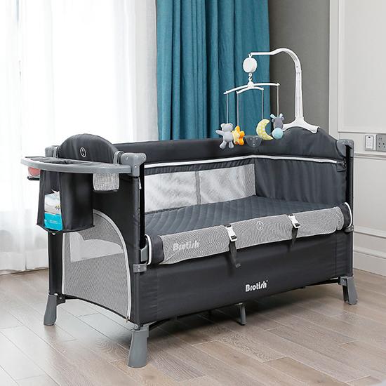 IMBABY Детская кроватка Детская кроватка со столиком для подгузников Многофункциональная кровать для новорожденных Детская колыбель-качалка Детская кроватка для детей 0-6 лет серый