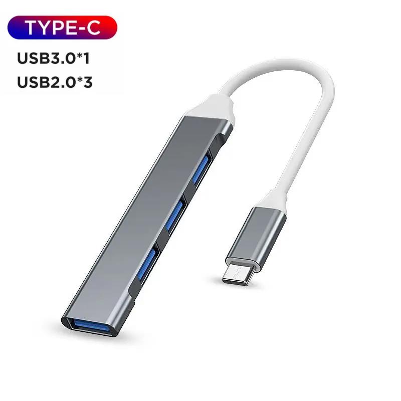 USB-A 3.0/2.0 концентратор на Type C 5 Гбит/с высокоскоростная передача данных OTG адаптер кабель для мобильного телефона MacBook ПК ноутбук разветвитель 4 порта 0.19m gray YTO phone case