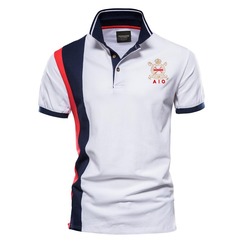 Men s Summer Fashion Polo Shirt Business Men Polo Shirt Trend Stitching Contrast Color 100% Cotton Polo Shirt Men s Casual Slim Fit KTB M белый