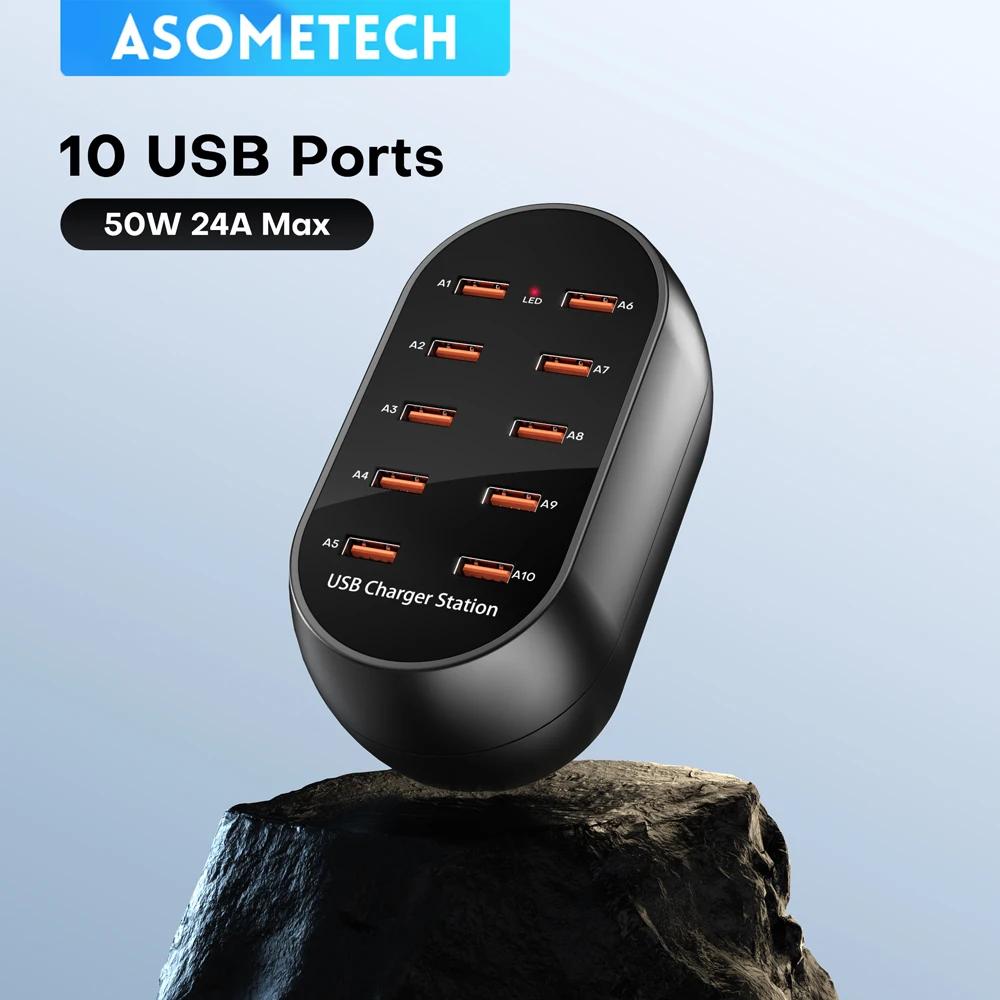 10-портовое USB-зарядное устройство 100 В-240 В, вилка EU, US, KR, UK, настольная USB-зарядная станция для нескольких устройств iPhone, Samsung, Xiaomi KR Plug black YTO phone case