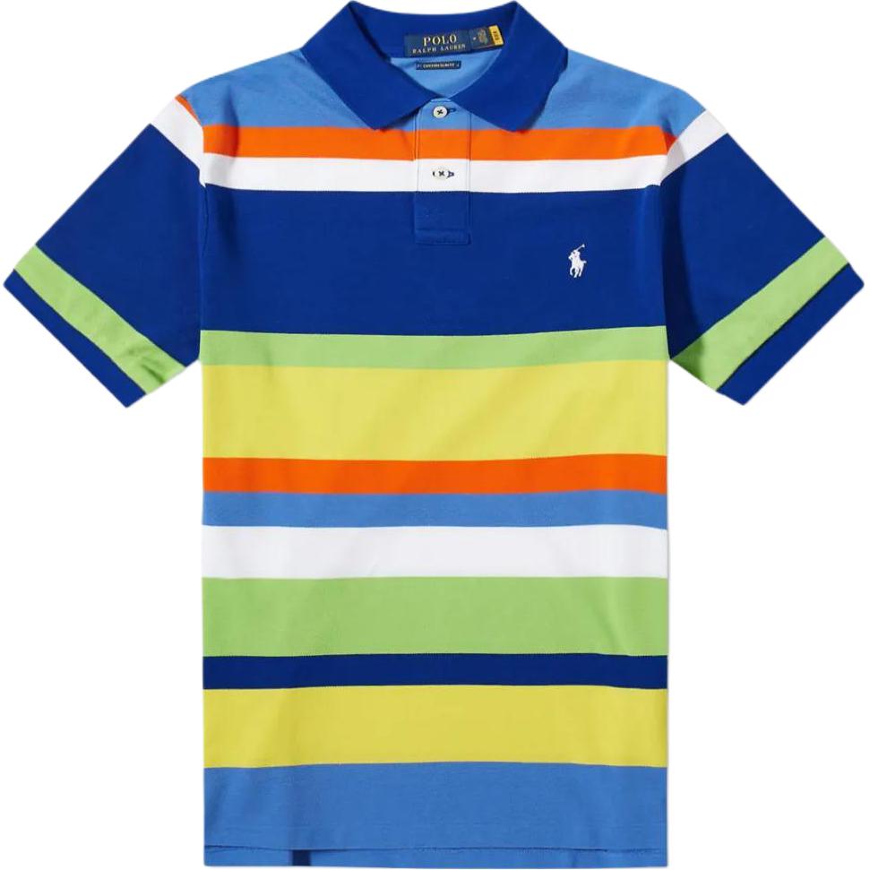 Polo Ralph Lauren Polo Logo Print Striped Polo Shirt Men tops Multicolor 710890054001 M yellow