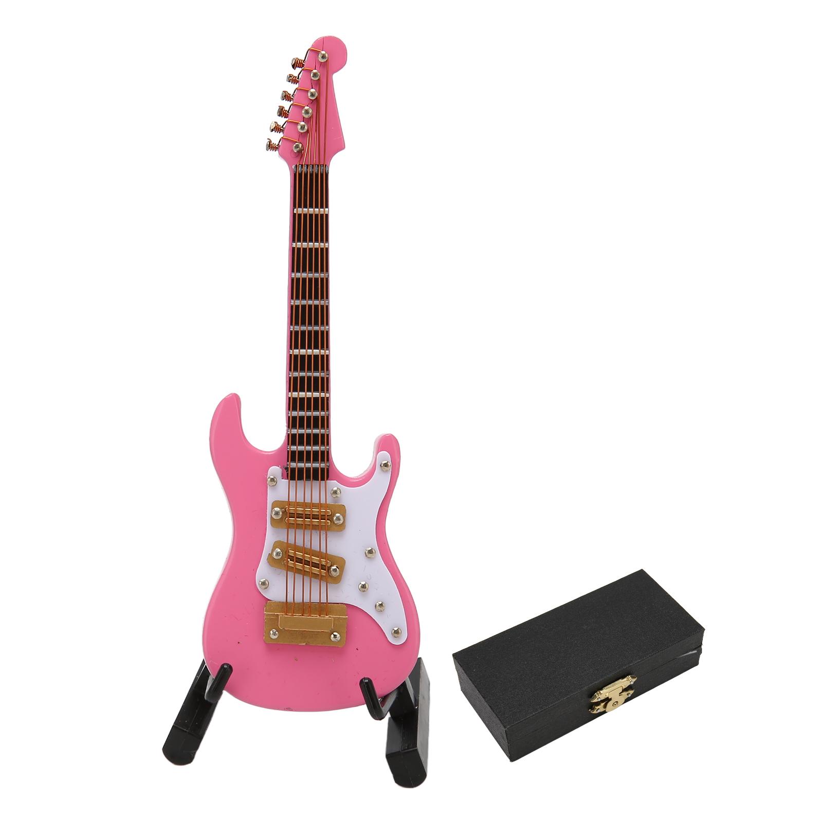 10cm Mini Guitar Ornaments Display Bracket Storage Box Musical Instrument Guitar Model for pink Neoglint