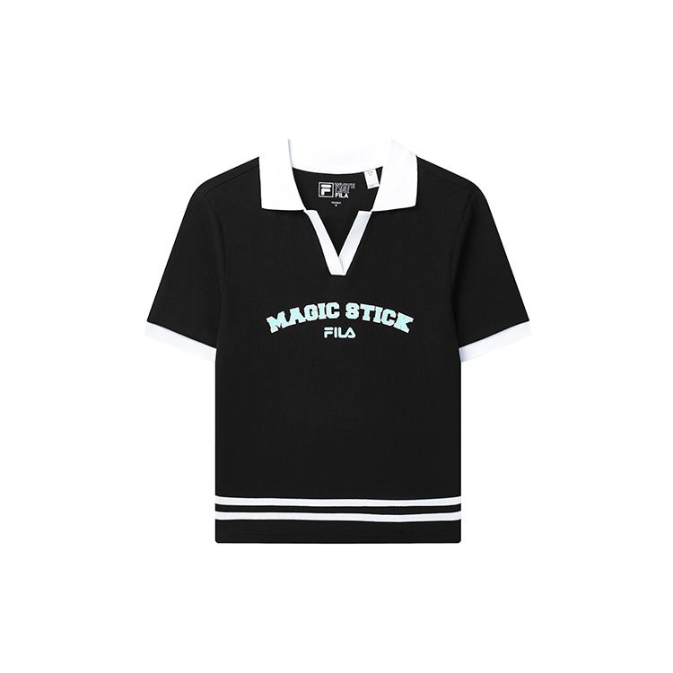 FILA X Magic Stick Collaboration SS23 Casual Slim Fit Polo Shirt Women tops Black F11W329114FBK XS gray