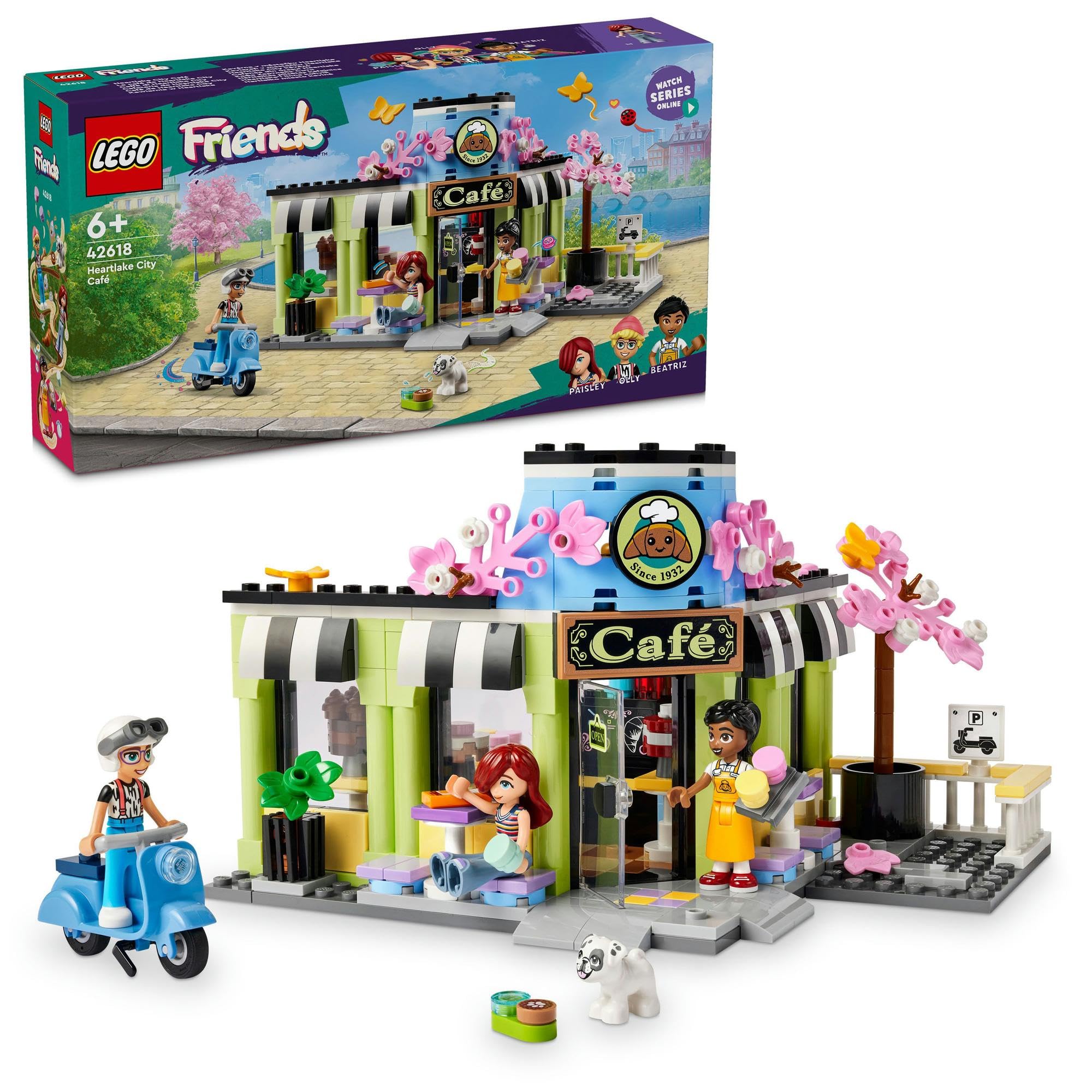 Игрушка LEGO Friends Кафе Хартлейк Сити, Подарок на день рождения, Обучающие строительные блоки, Ролевая игра для девочек и мальчиков 6, 7, 8 и 9 лет, Модель 42618 gray Omi Japan Products