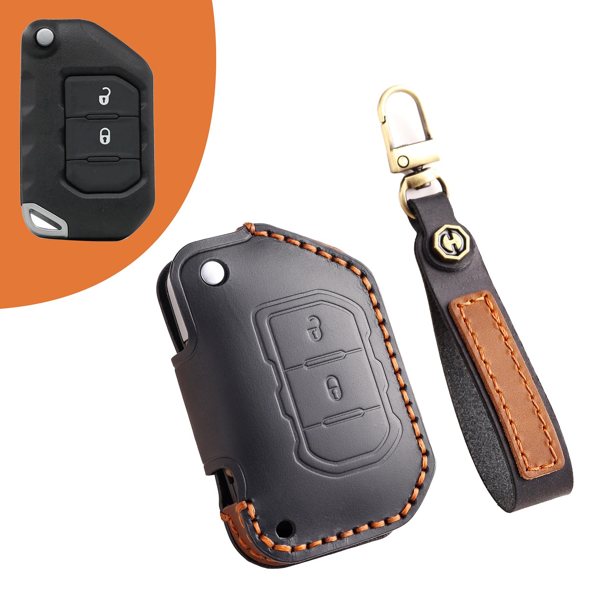 Подходит для 24 JEEP Jeep Wrangler Набор ключей от машины Новая энергия Gladiator Внедорожник Кожаный чехол Пряжка Мужской gray Auto Parts Decorate