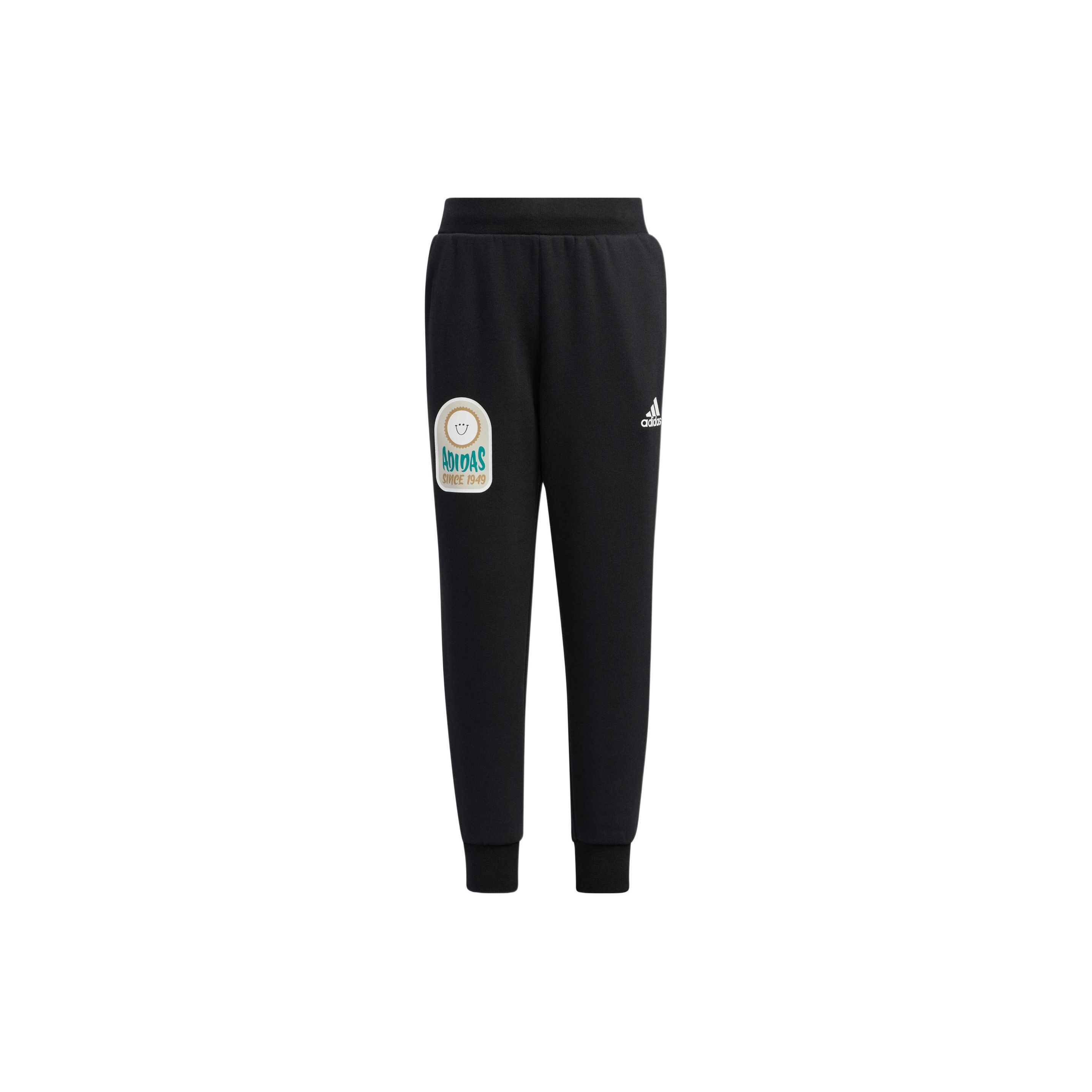 Adidas Детские вязаные спортивные брюки с принтом мультяшного логотипа и манжетами Kids bottoms HM9652 122 black