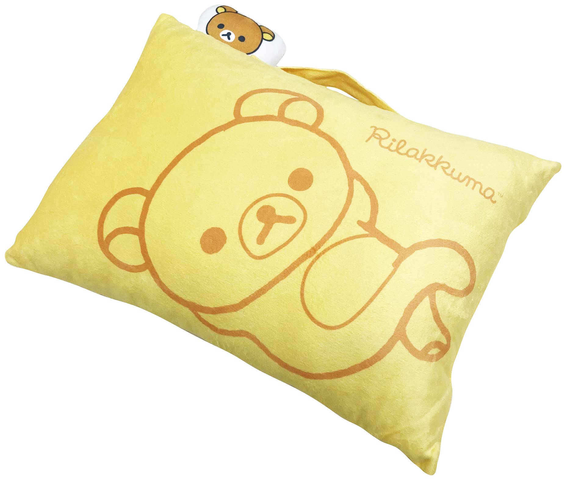 MORIPiLO Подушка для тела Morishita Rilakkuma 28x39 см с ручкой Мягкая игрушка Подушка с изображением персонажей Желтый 4621154 San-X beige GOALMART