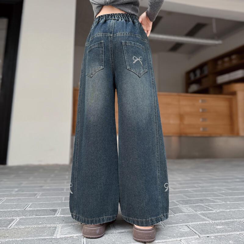 Джинсы Mumu House для девочек 2025 года, прямые, широкие, из денима 170 синий JDST online