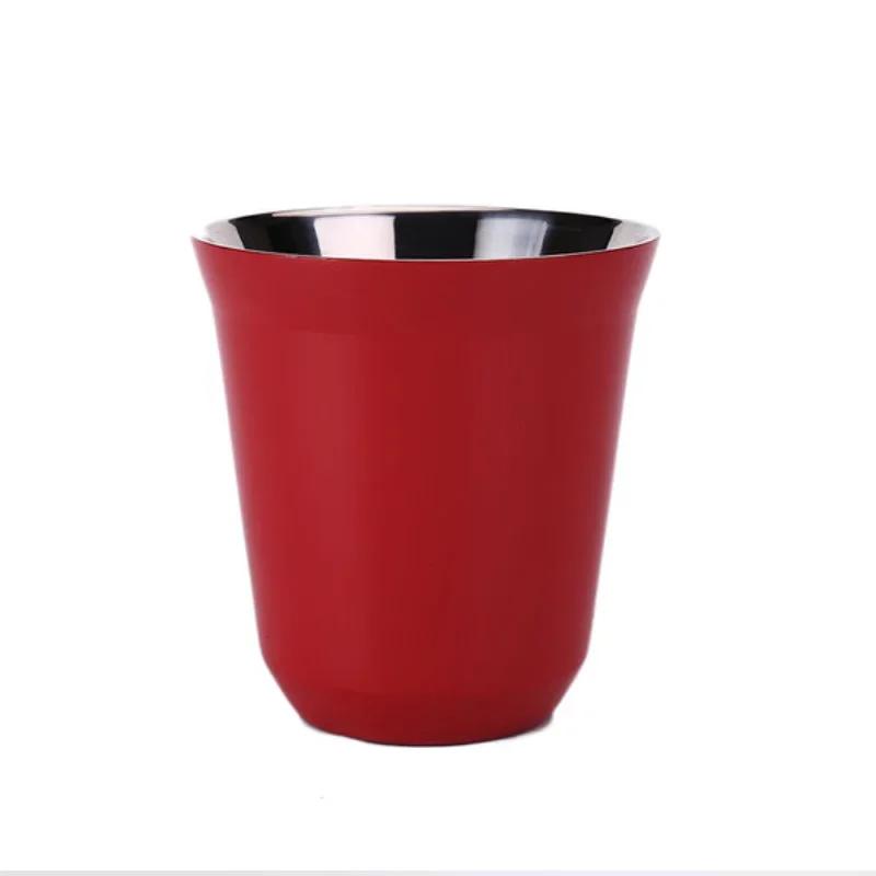 80ML160ML Espresso Mugs 304 Stainless Steel Coffee Cups Insulated Double Wall Dishwasher Safe Small Capacity Cups 80ml black BORREY