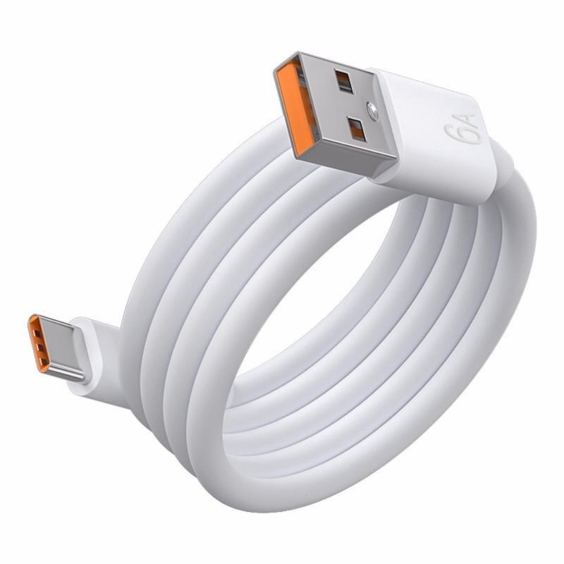 Длинный кабель питания USB A — USB C 100/150/200 см, белый, быстрая зарядка и передача данных для мобильных телефонов, ноутбуков, планшетов 1.5m white 666