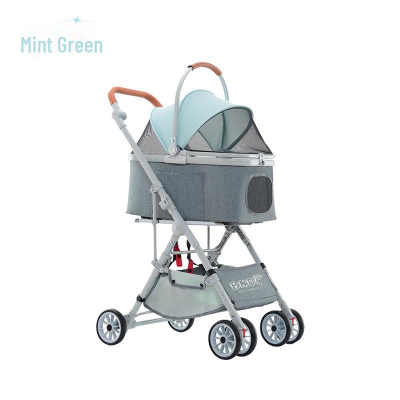 Легкая складная моющаяся коляска для кошек и собак 3 в 1 One Stroller gray FluxZone