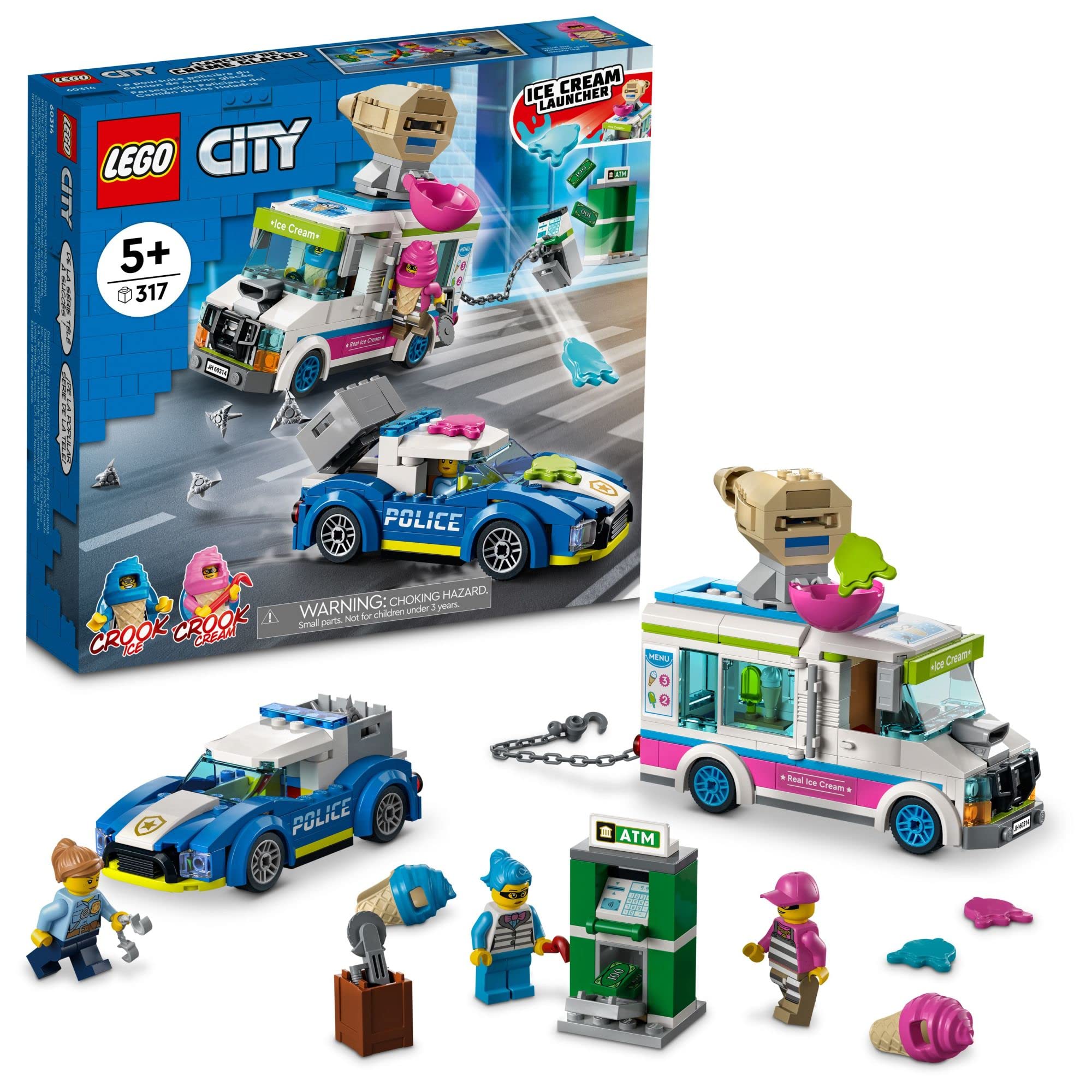 Погоня за фургоном с мороженым LEGO City! 60314 Подарок из игрушечных блоков Полицейская машина для мальчиков и девочек от 5 лет и старше gray Omi Japan Products