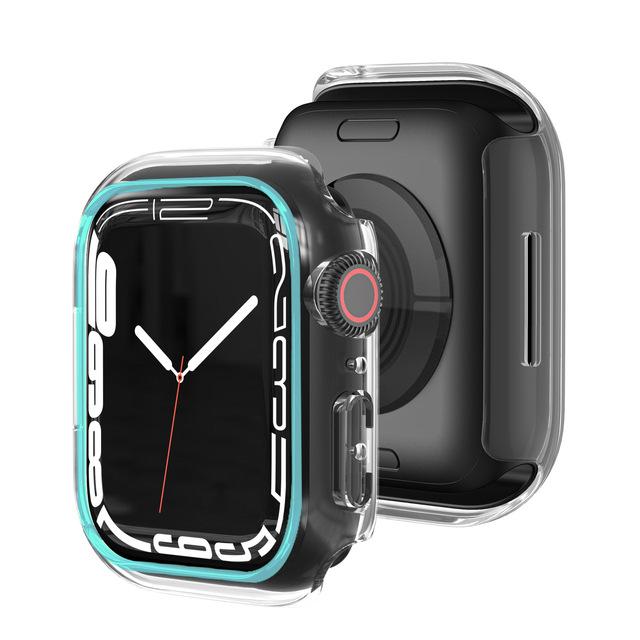 Флуоресцентный чехол VAORLO для Apple Watch, чехол 44 мм, 40 мм, 45 мм, 41 мм, 38 мм, 42 мм, жесткий защитный каркас для ПК iWatch, Apple watch 7, 6, 5, 4, 3 SE 38MM синий