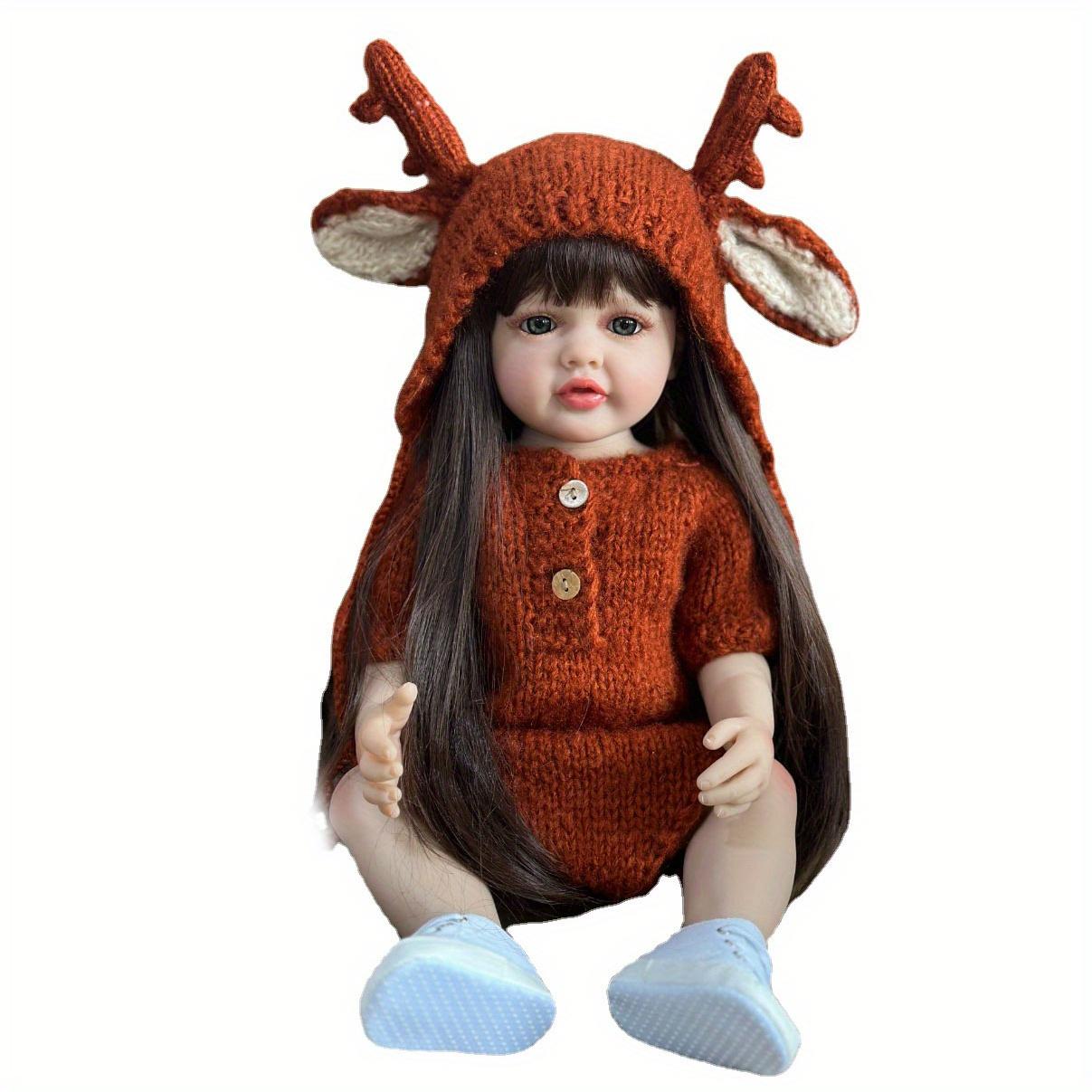 BZDOLL Реалистичная кукла-реборн для девочки 55 см 22 дюйма, кукла-игрушка с полным виниловым телом, коричневые длинные волосы, реалистичная принцесса, малышка Бебе vinyl body doll brown BZDOLL Reborn