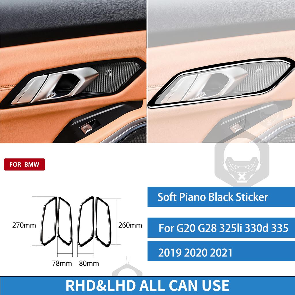 For BMW 3 Series G20 G28 325li 330d 335 - Door Handle Frame Tuning Soft Piano Black Sticker Car Interior Accessories A black black Chaptesfag