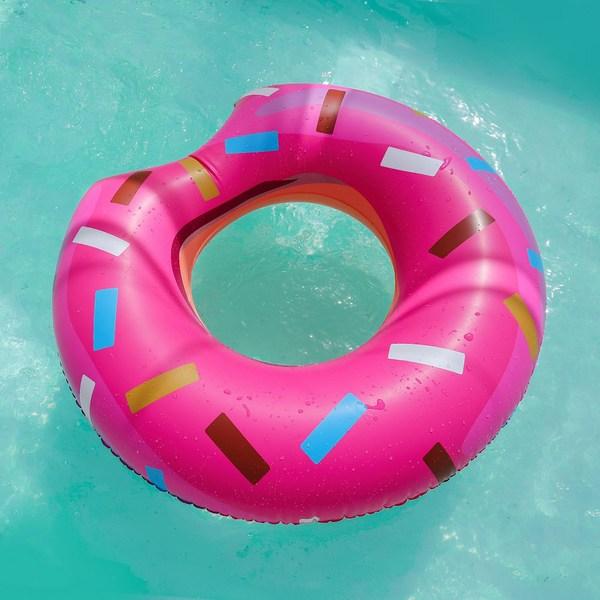 Неделя девятая, трубка для пончиков, оборудование для водных игр, большая трубка, клубничный пончик, 1 шт., корейские водные развлечения pink KOREA TOY