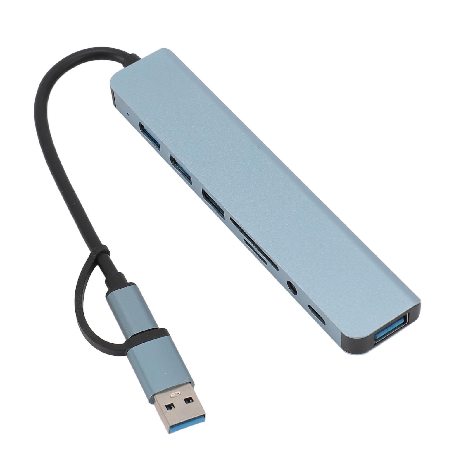 USB Type C Хаб 8 в 1 Высокоскоростной Plug and Play Многопортовый адаптер для ноутбука, планшета, телефона, ПК gray DIYelecs