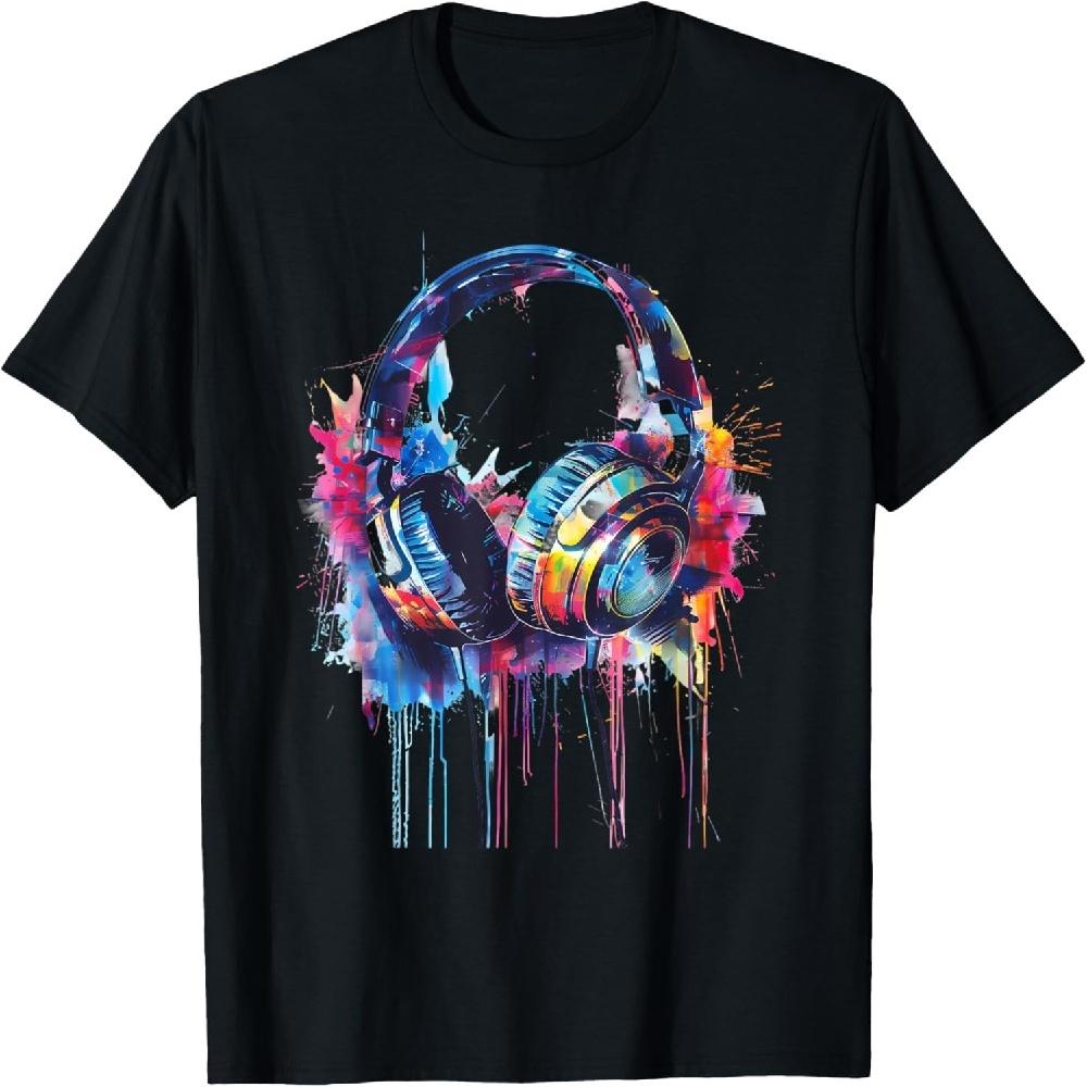 Наушники Музыка Диджей Битмейкер Техно Брызги Хаус Музыка EDM Футболка S чёрный Comfortable clothing